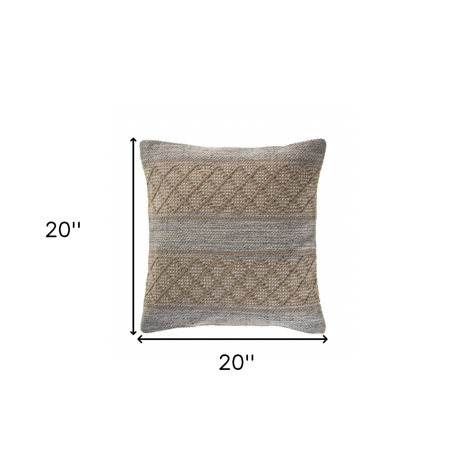 Set Of Two 20" X 20" Tan Geometric Zippered 100% Cotton Throw Pillow