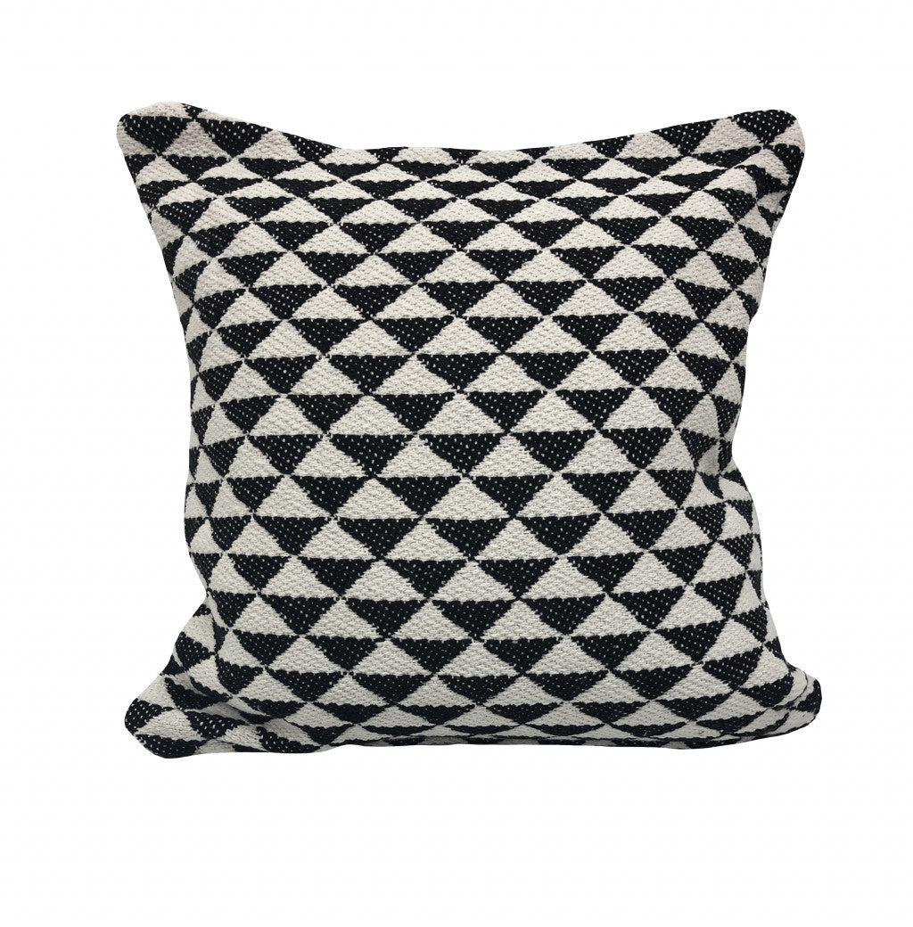Set Of Two 22" X 22" Black Geometric Zippered 100% Cotton Throw Pillow