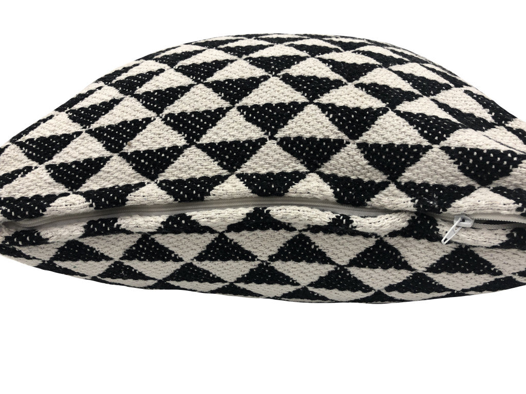 Set Of Two 22" X 22" Black Geometric Zippered 100% Cotton Throw Pillow