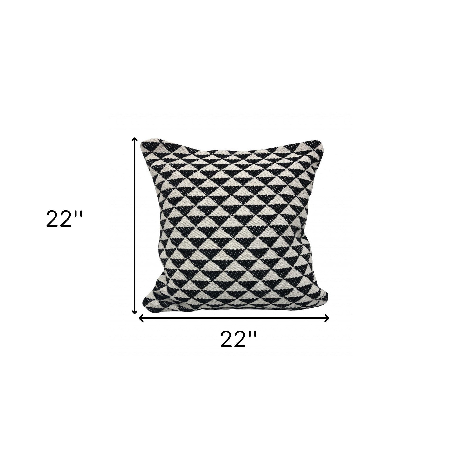 Set Of Two 22" X 22" Black Geometric Zippered 100% Cotton Throw Pillow