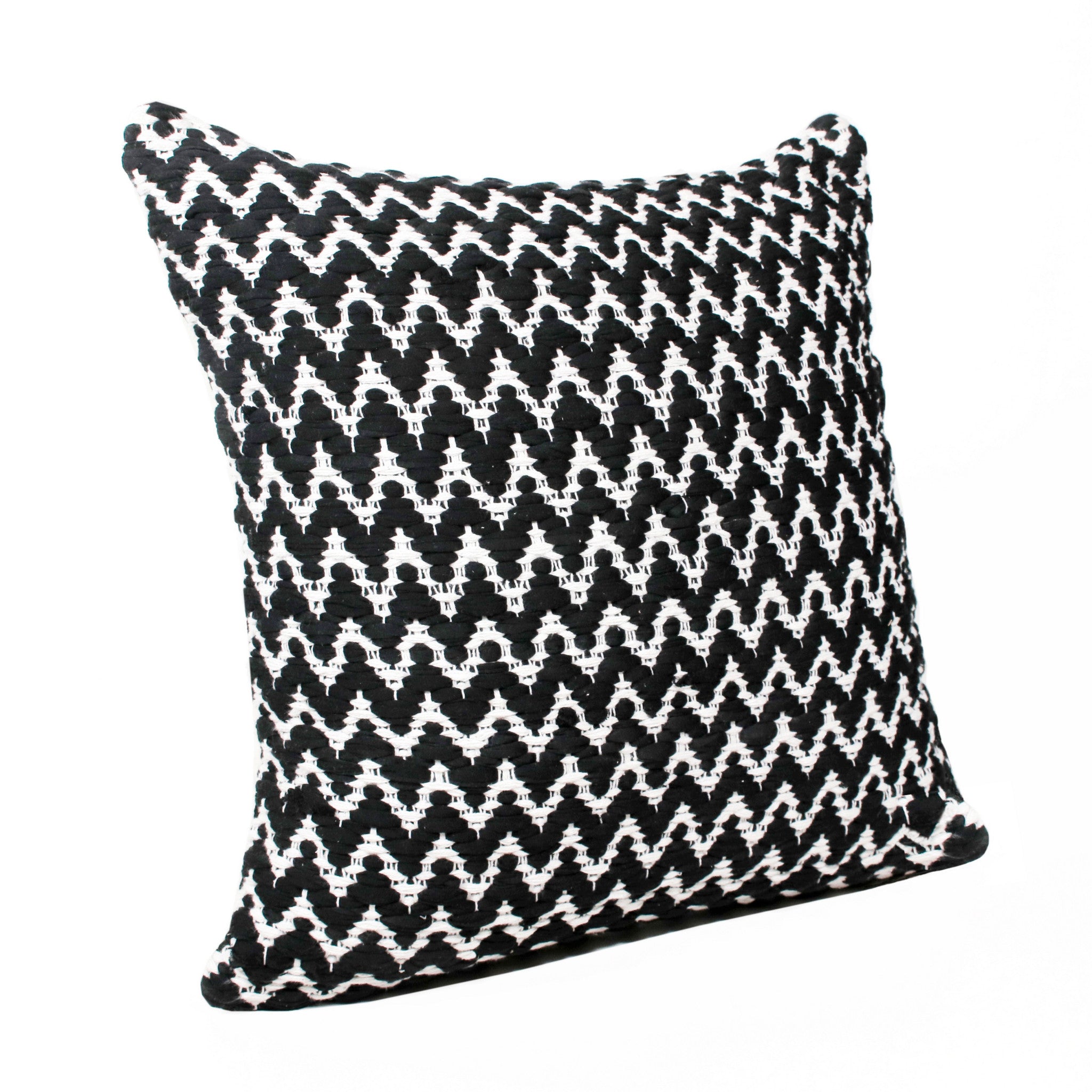 Set Of Two 20" X 20" Black Chevron Zippered Polyester Throw Pillow