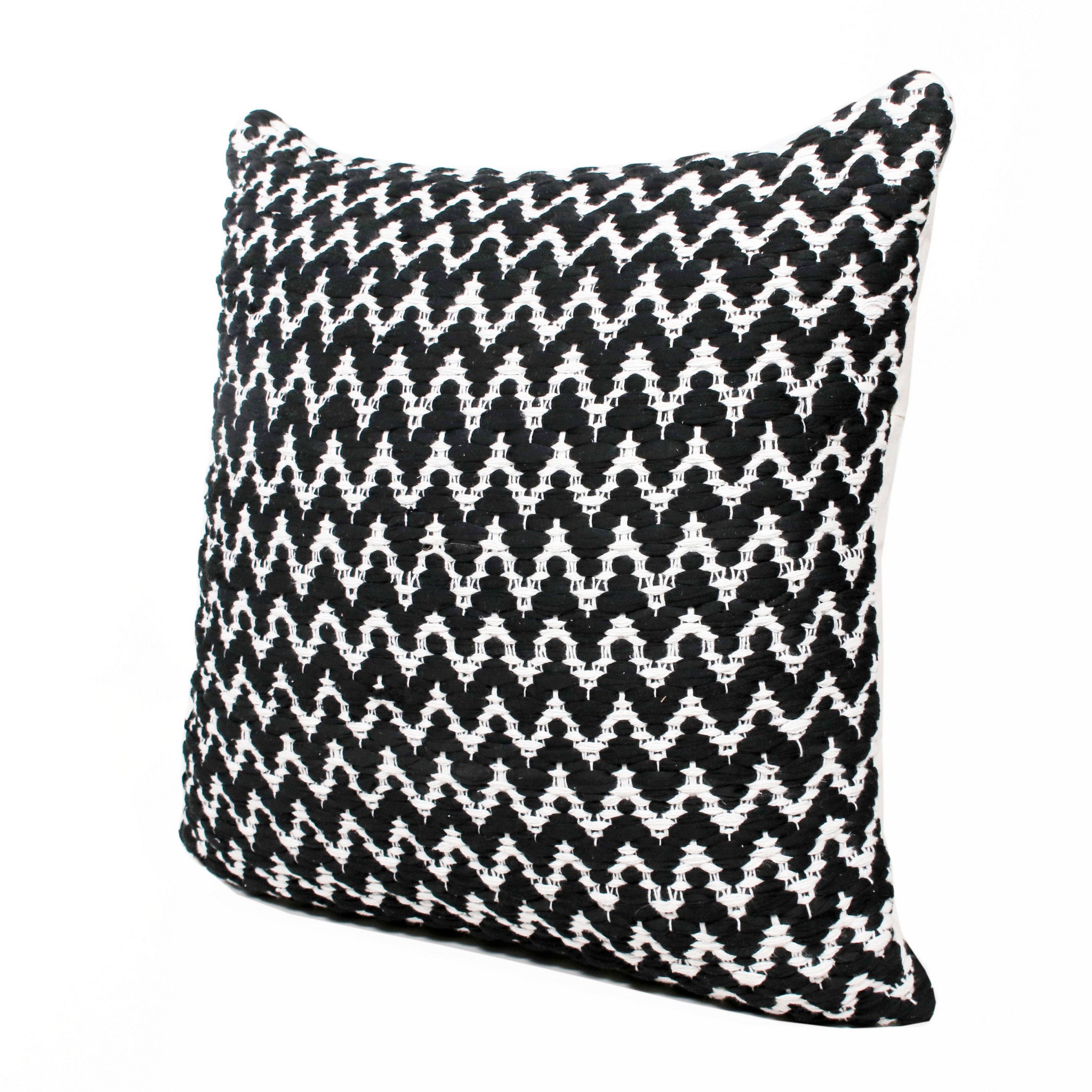 Set Of Two 20" X 20" Black Chevron Zippered Polyester Throw Pillow