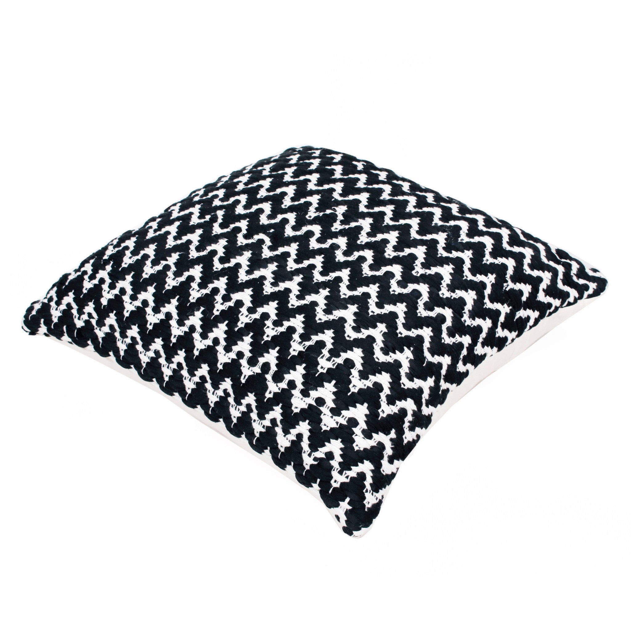 Set Of Two 20" X 20" Black Chevron Zippered Polyester Throw Pillow