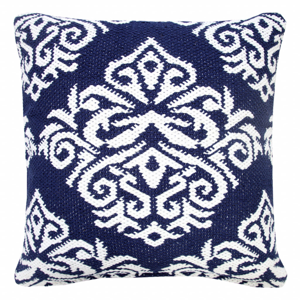 Set Of Two 20" X 20" White Damask Zippered 100% Cotton Throw Pillow