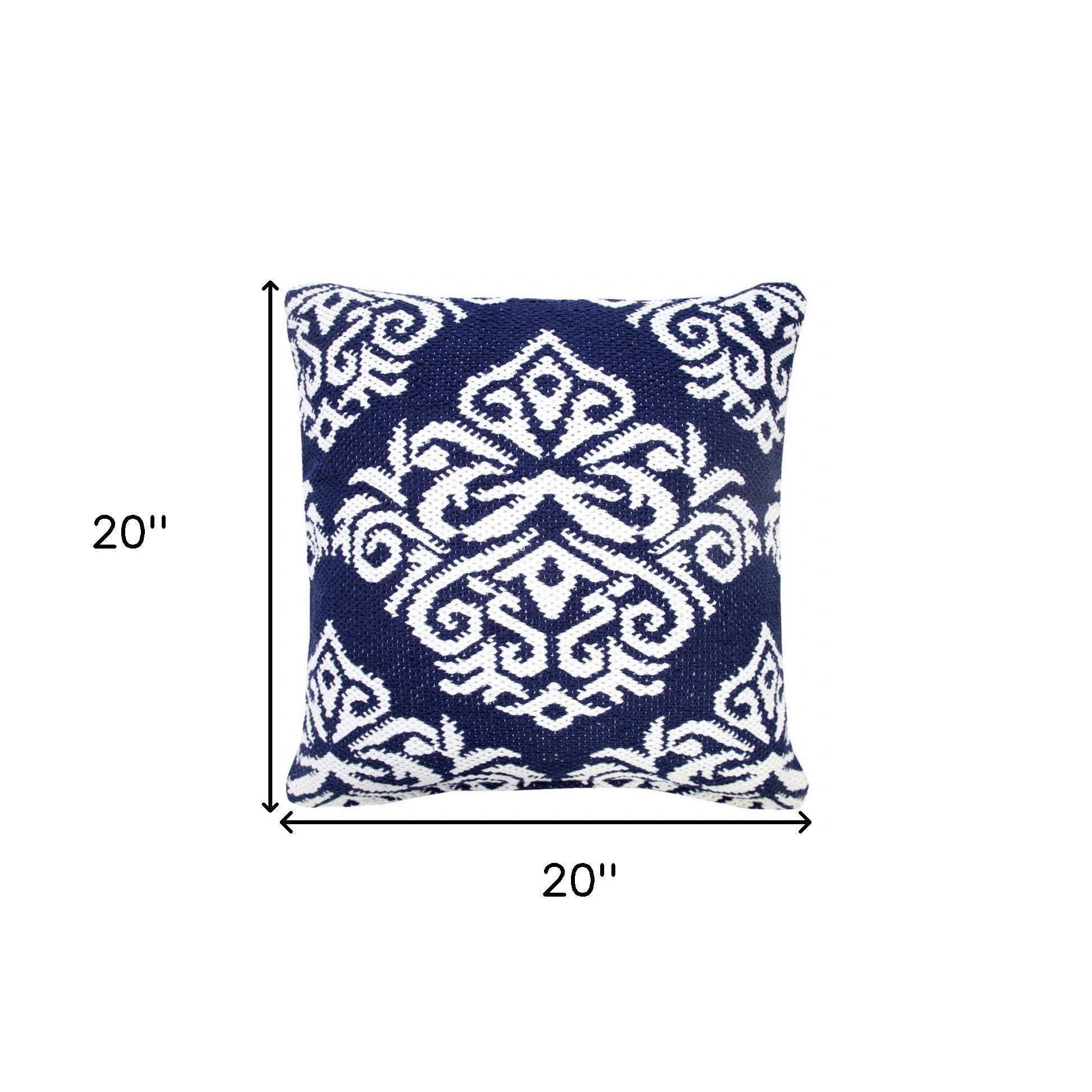 Set Of Two 20" X 20" White Damask Zippered 100% Cotton Throw Pillow