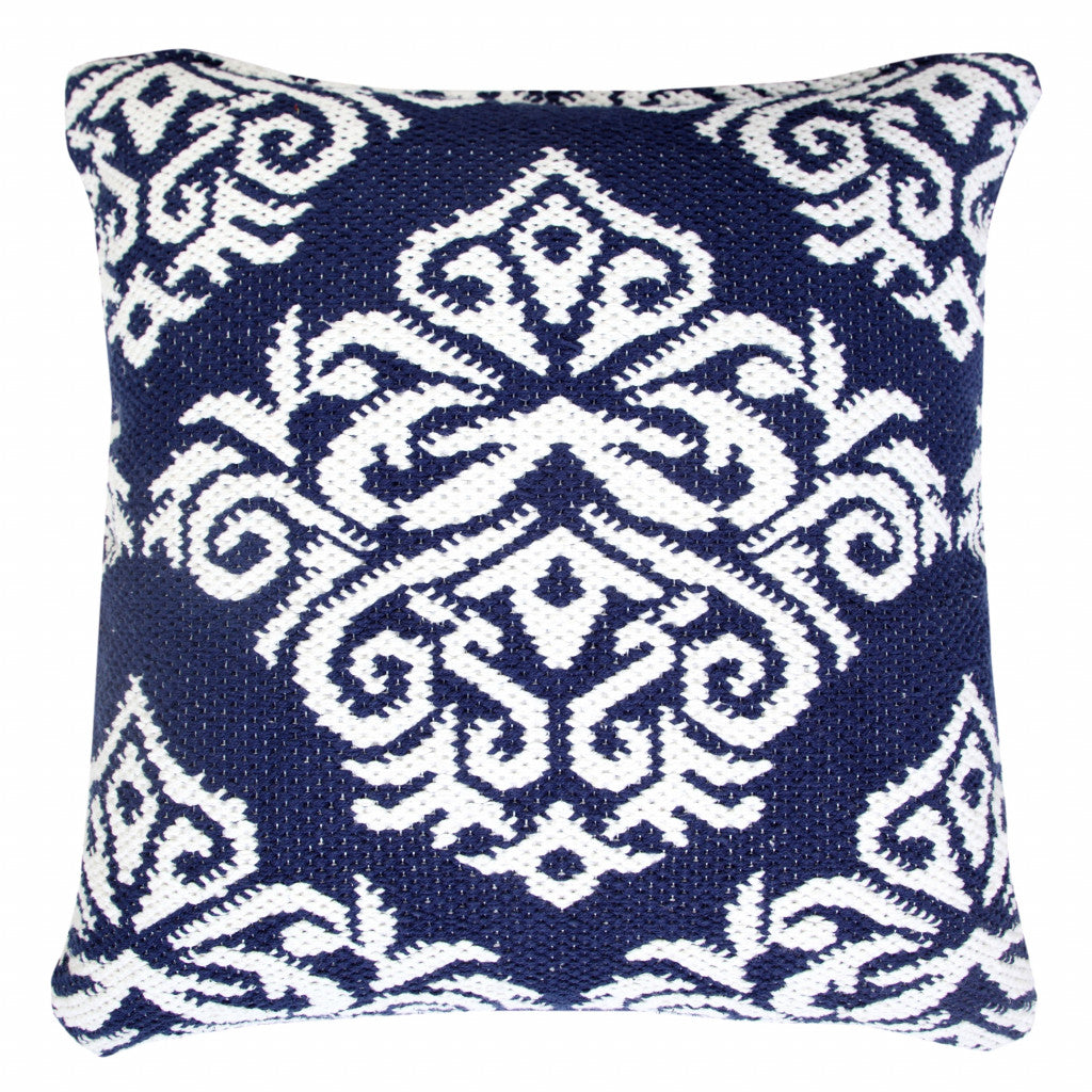 Set Of Two 20" X 20" White Damask Zippered 100% Cotton Throw Pillow