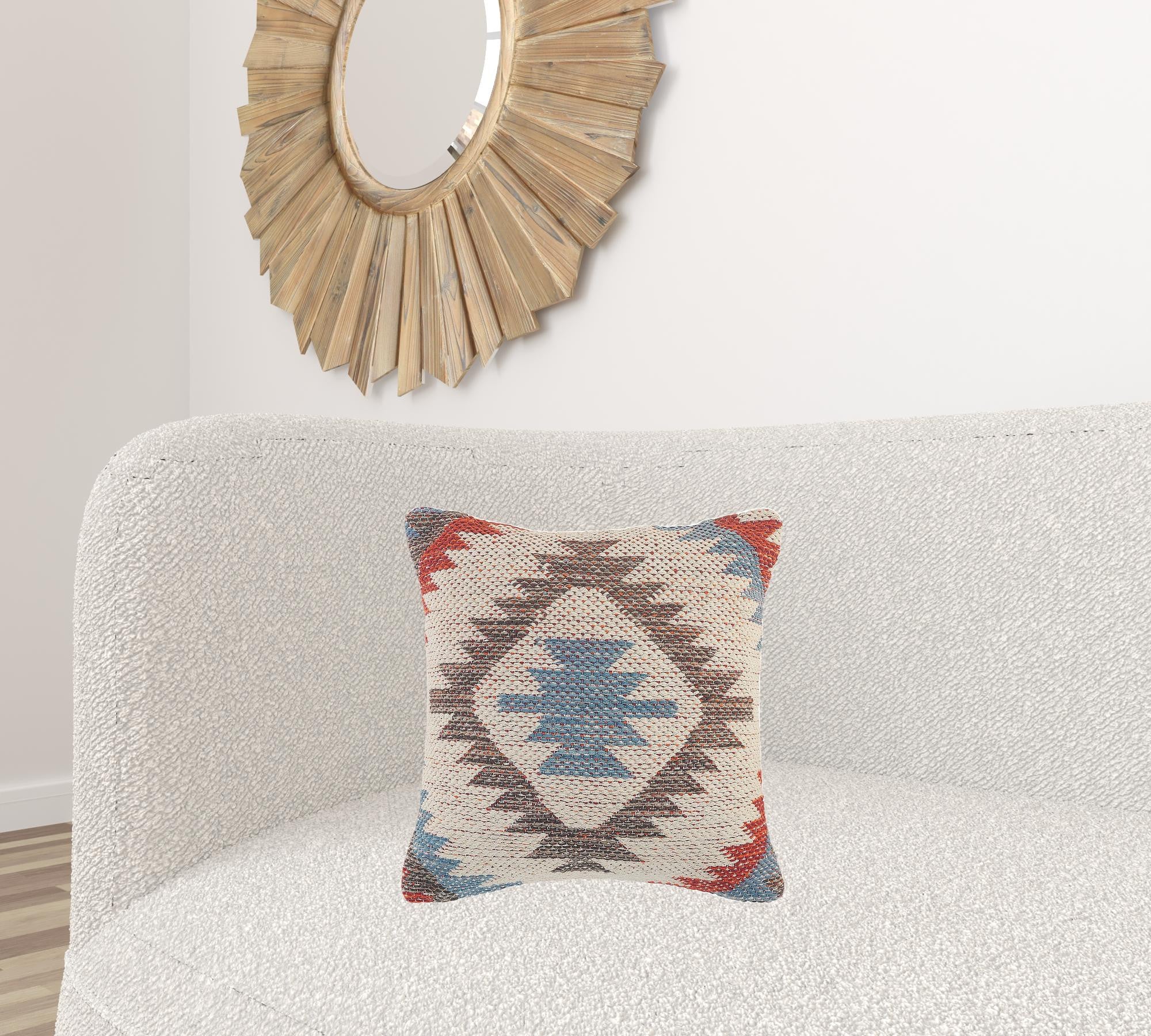 Set Of Two 18" X 18" Multicolored Geometric Zippered 100% Cotton Throw Pillow