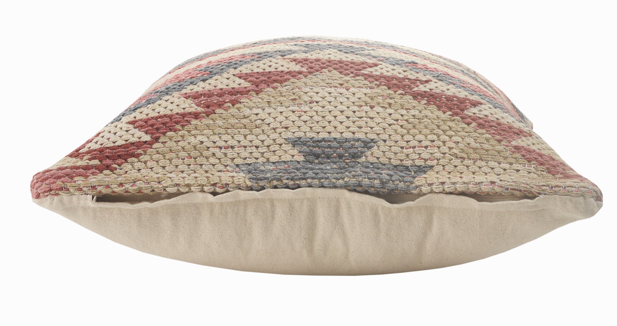 Set Of Two 18" X 18" Blue Cream And Red Geometric Zippered 100% Cotton Throw Pillow