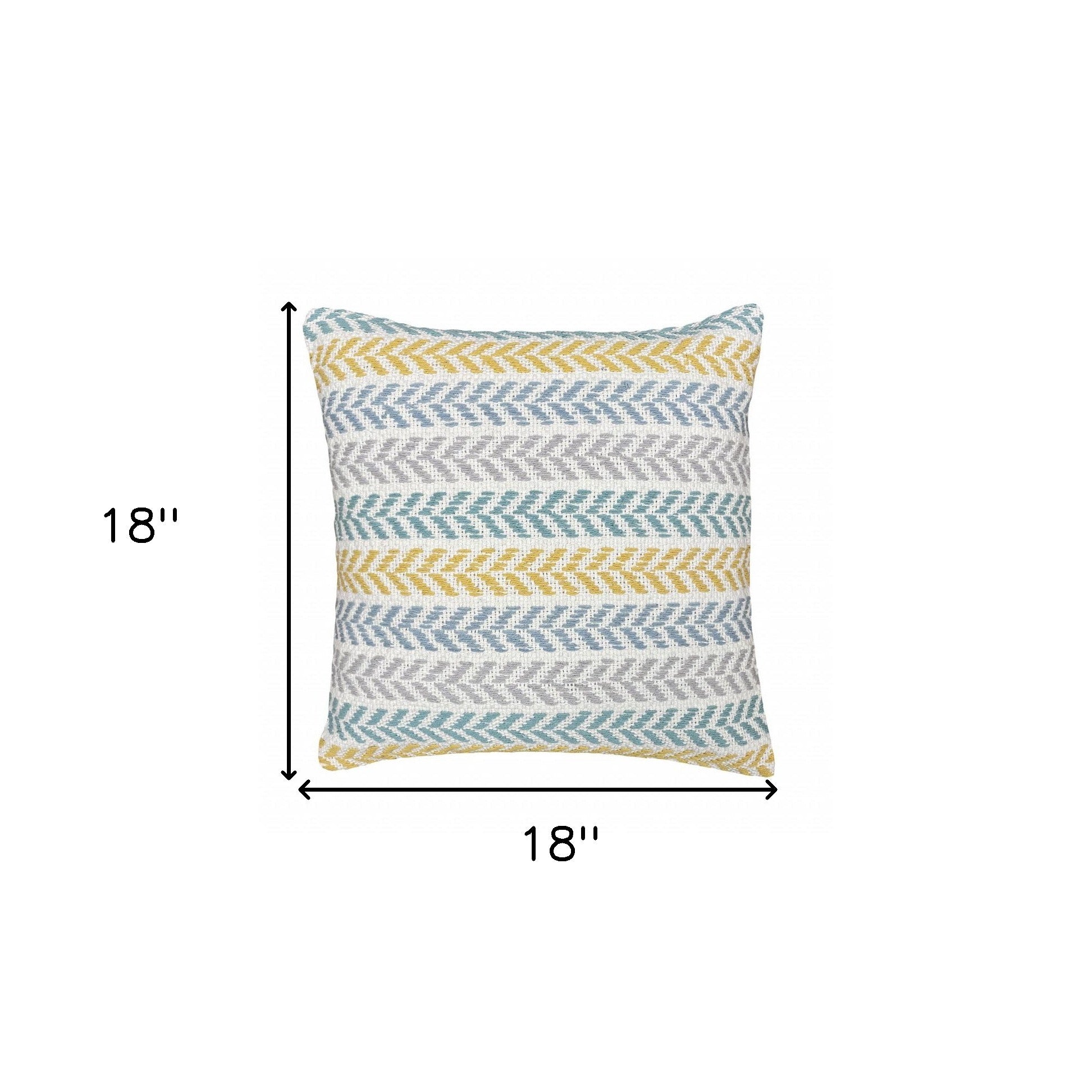 Set Of Two 18" X 18" Yellow Striped Zippered 100% Cotton Throw Pillow