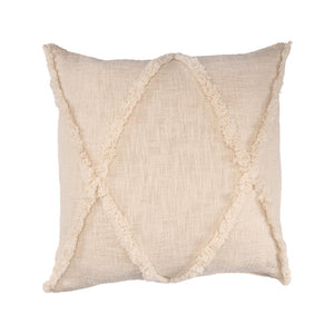 Set Of Two 18" X 18" Beige Diamond Zippered 100% Cotton Throw Pillow