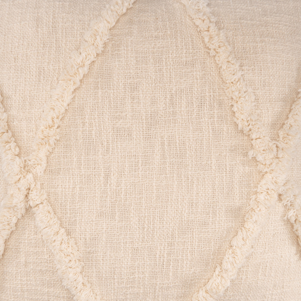 Set Of Two 18" X 18" Beige Diamond Zippered 100% Cotton Throw Pillow