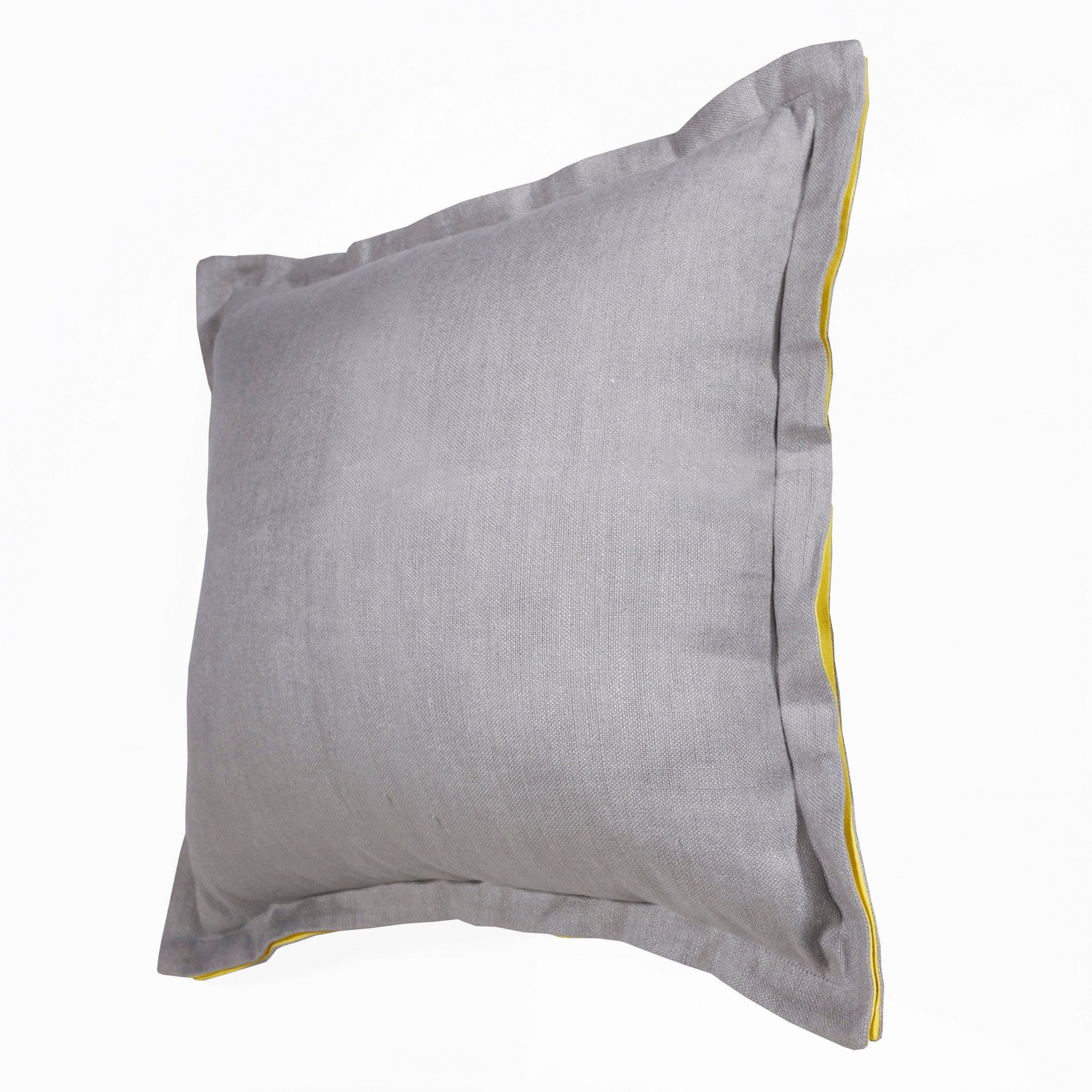 Set Of Two 20" X 20" Gray And Yellow Solid Color Zippered Linen Throw Pillow
