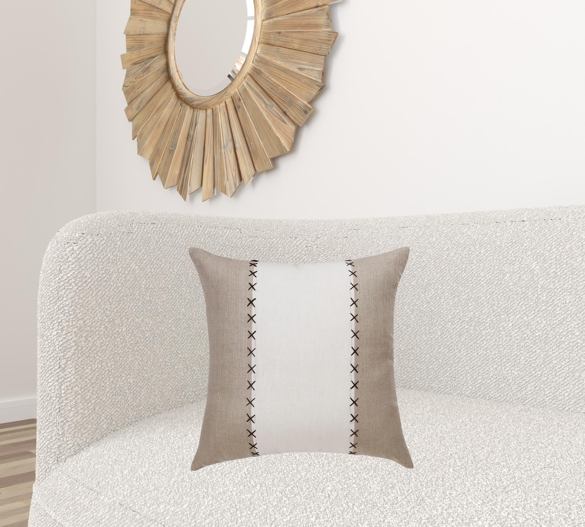 Set Of Two 20" X 20" Gray Patchwork Zippered Linen Throw Pillow