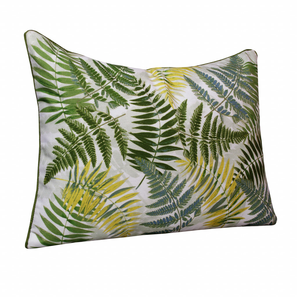 Set Of Two 14" X 20" Green Floral Zippered Polyester Throw Pillow