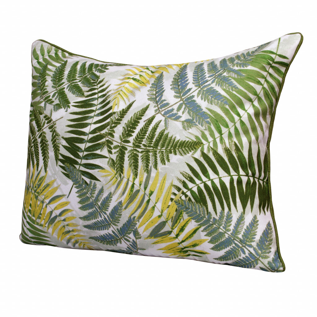 Set Of Two 14" X 20" Green Floral Zippered Polyester Throw Pillow