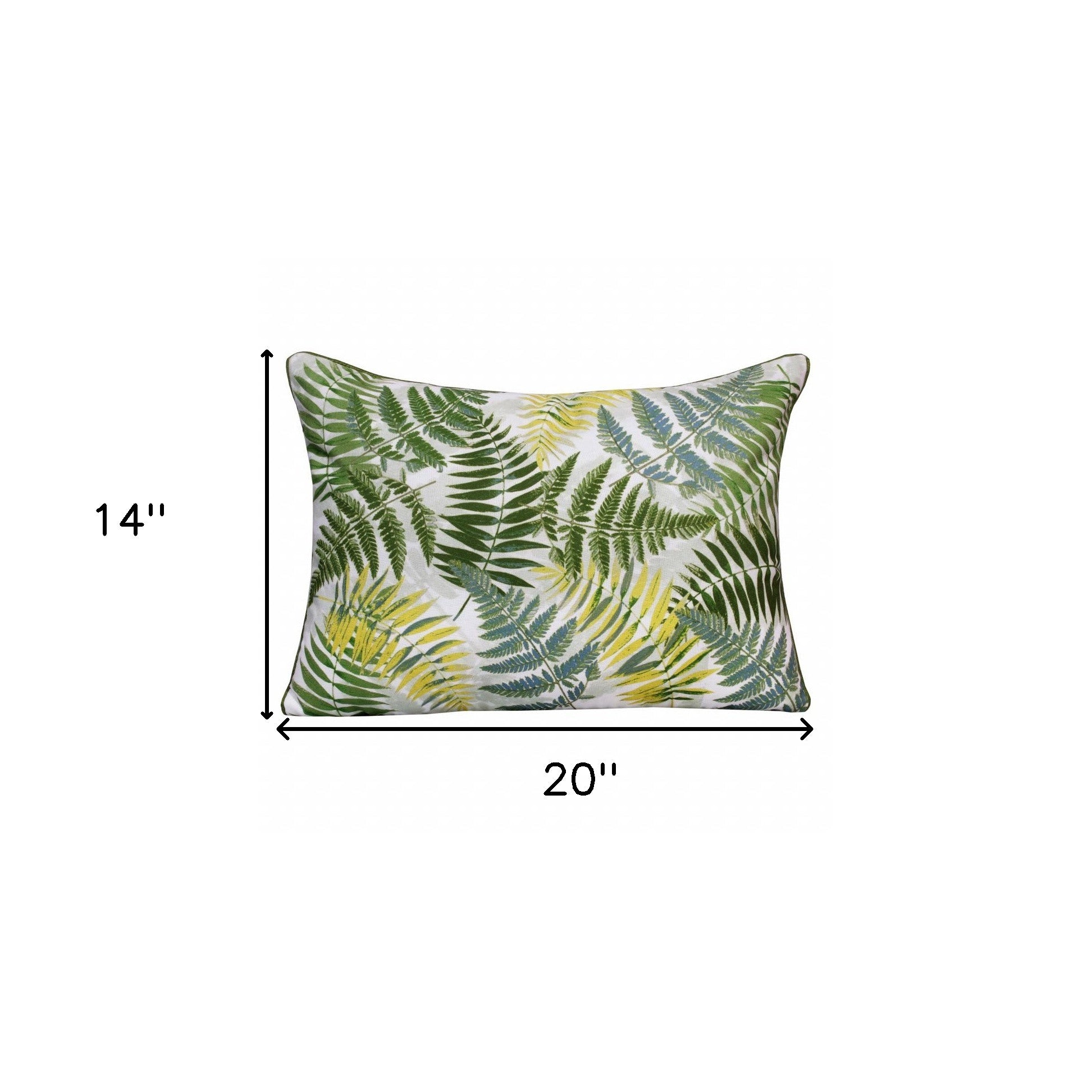 Set Of Two 14" X 20" Green Floral Zippered Polyester Throw Pillow