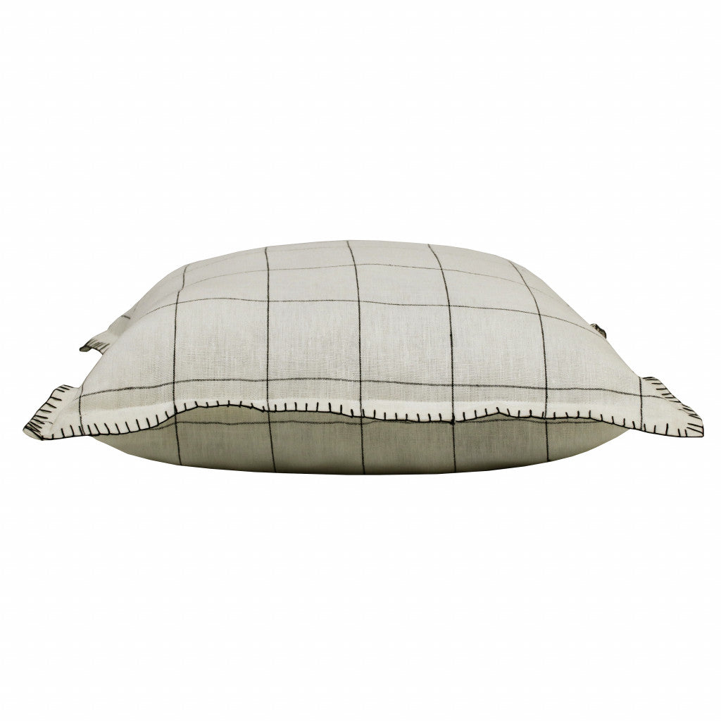 Set Of Two 20" X 20" Ivory Geometric Zippered Linen Throw Pillow