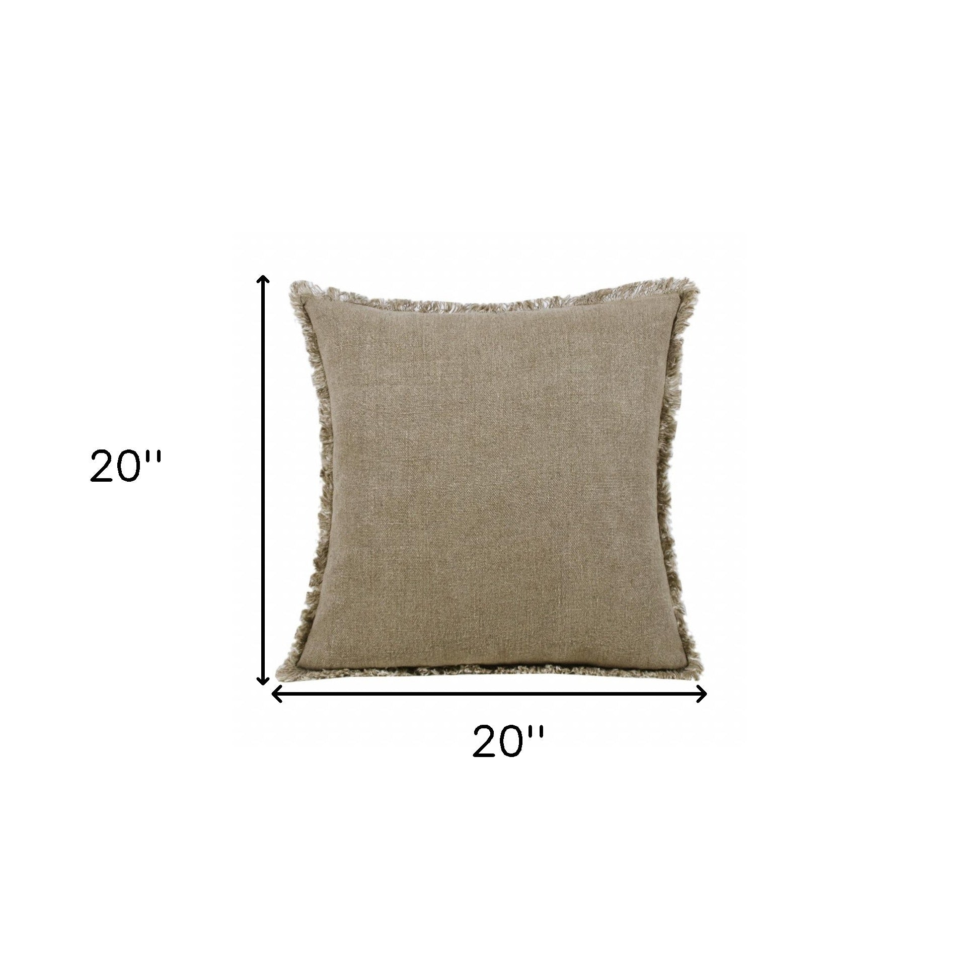 Set Of Two 20" X 20" Tan Solid Color Zippered Linen Throw Pillow