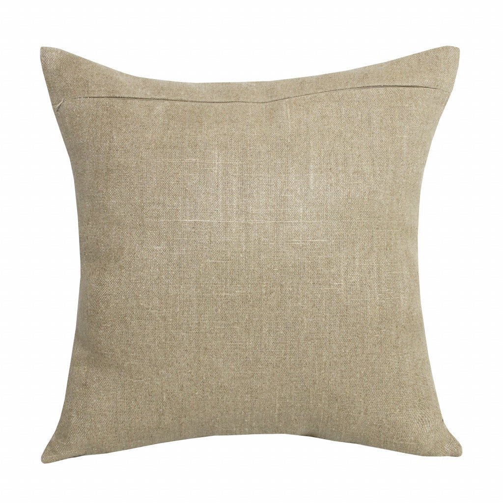 兩件套 20 英寸 X 20 英寸米色條紋拉鍊亞麻抱枕