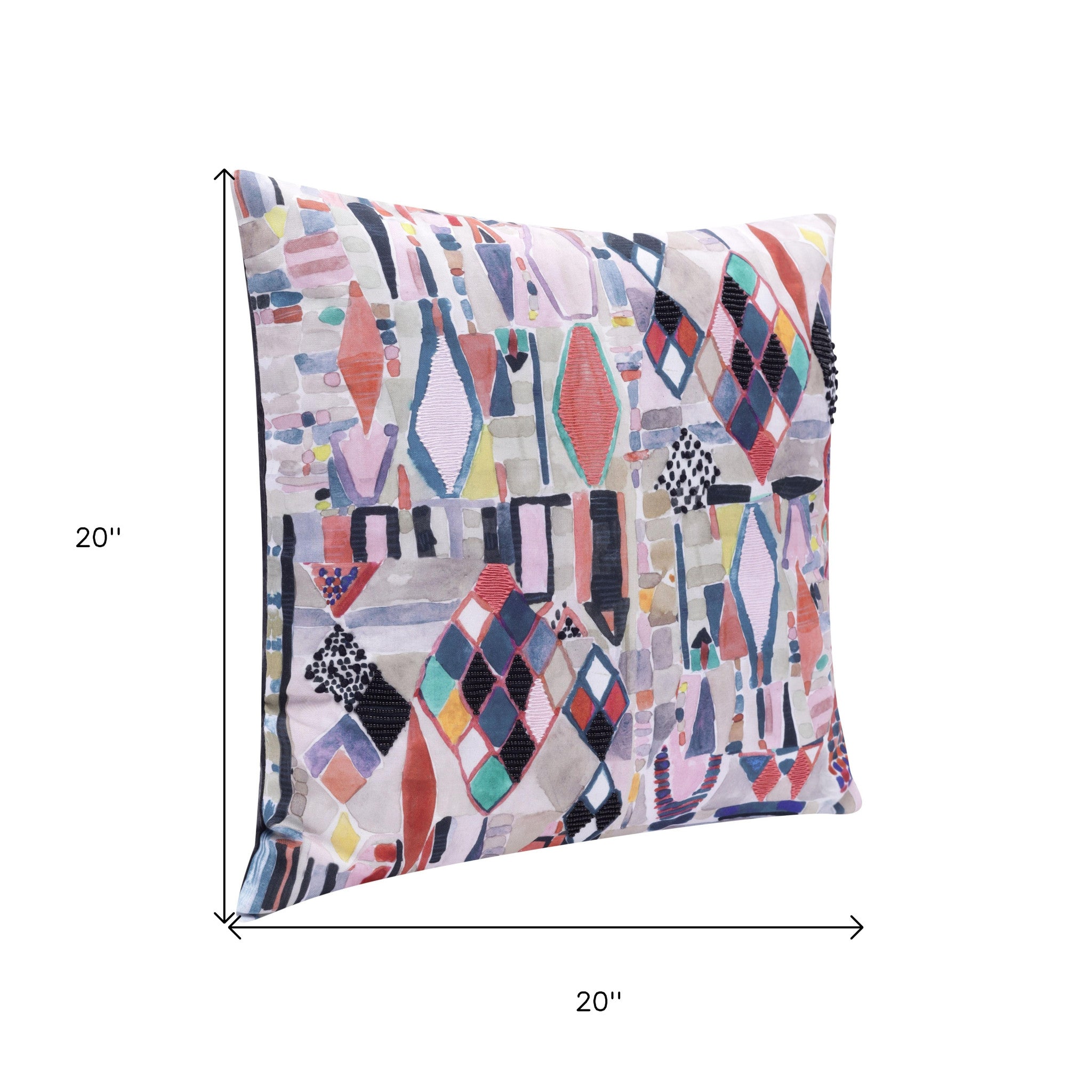 Set Of Two 20" X 20" Multicolored Abstract Zippered Polyester Throw Pillow