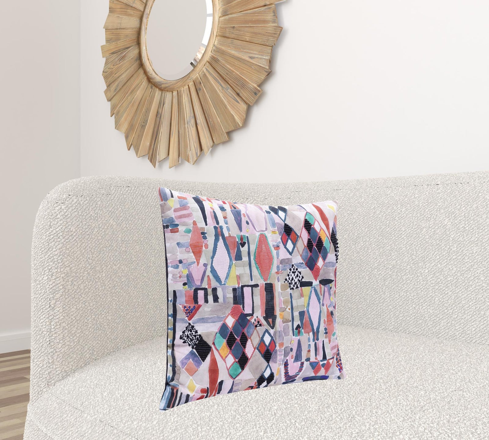 Set Of Two 20" X 20" Multicolored Abstract Zippered Polyester Throw Pillow