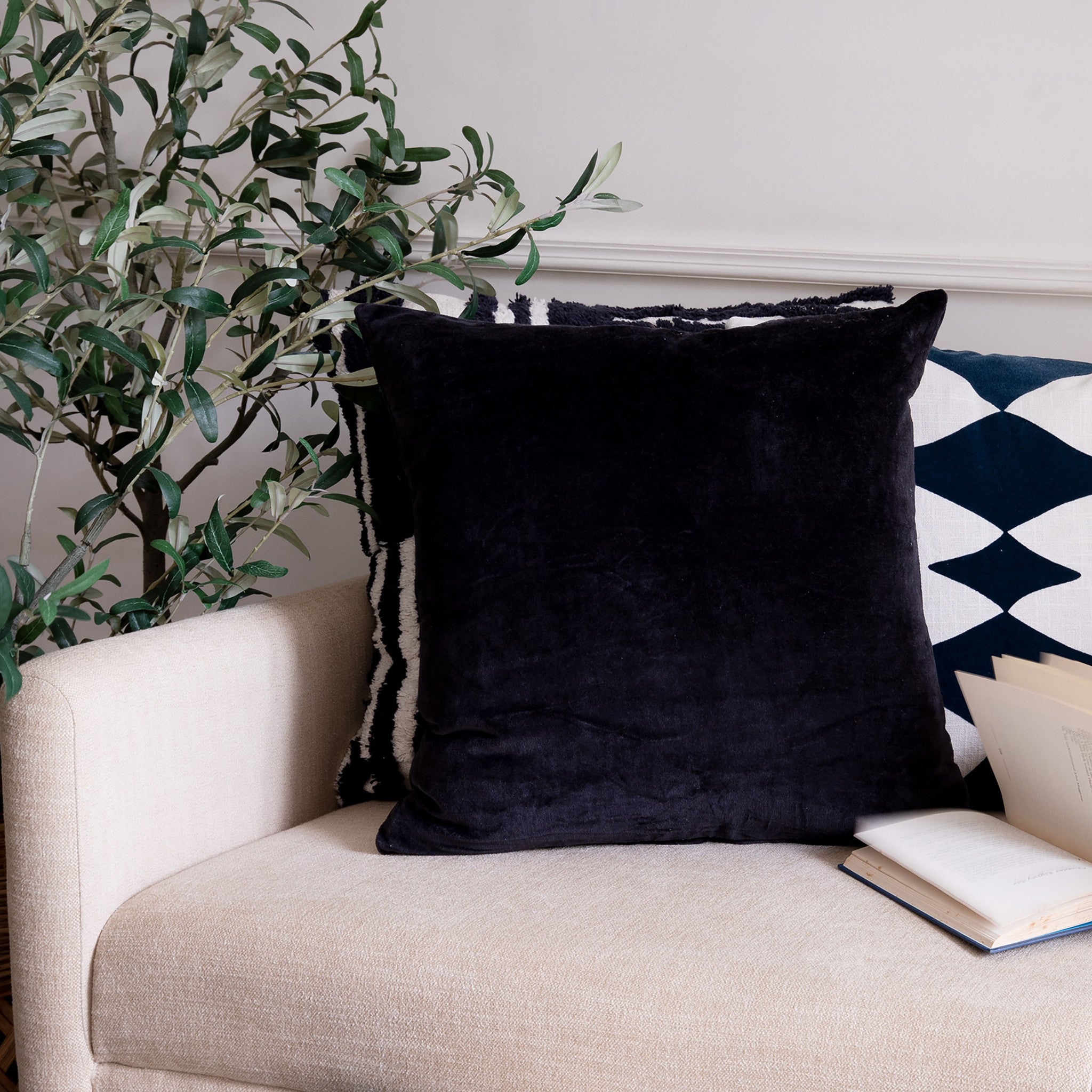 Purple Solid Color Zippered 100% Cotton Throw Pillow Set Of Two - 20" x 20"