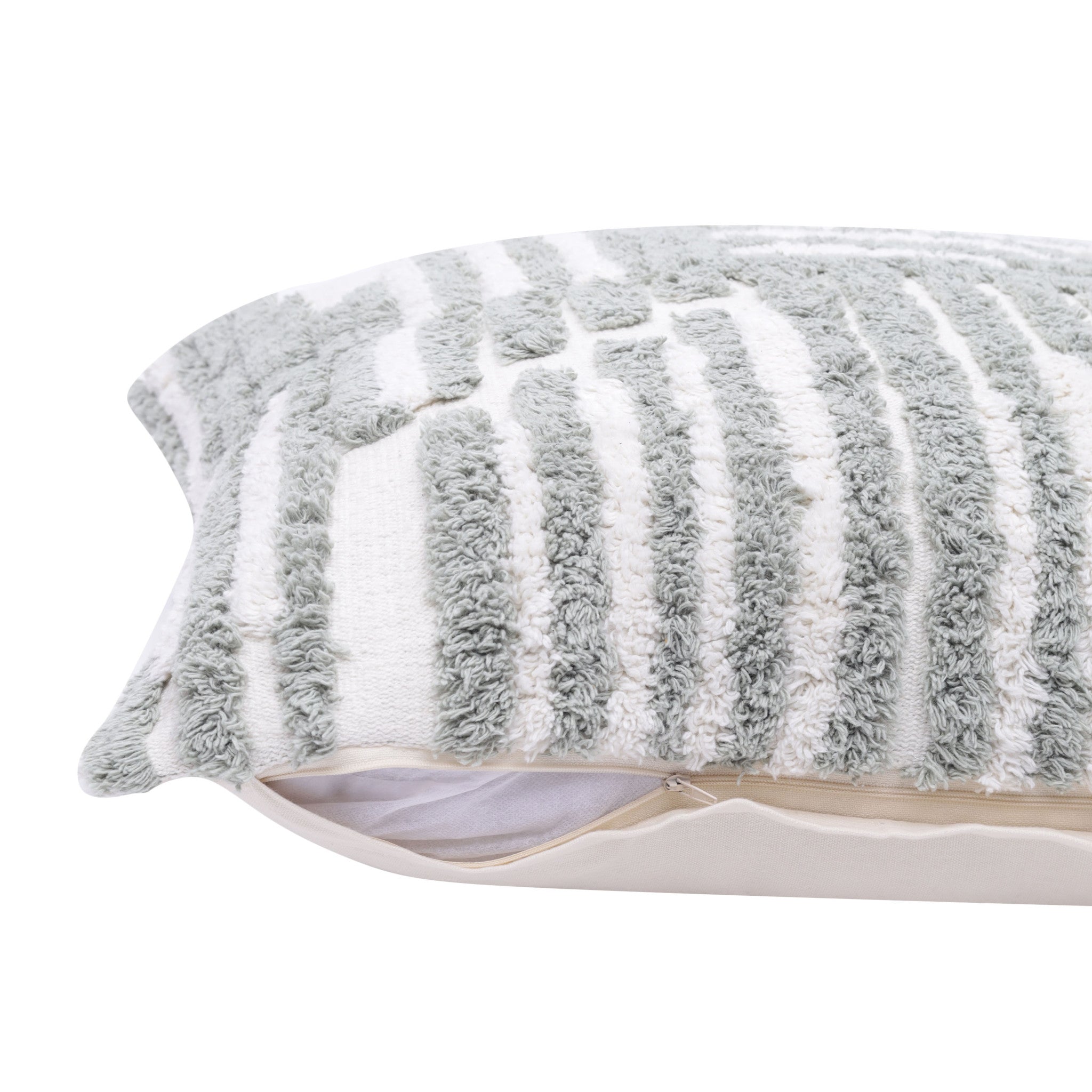 兩個裝 22 英寸 X 22 英寸紫色條紋拉鍊 100% 純棉抱枕