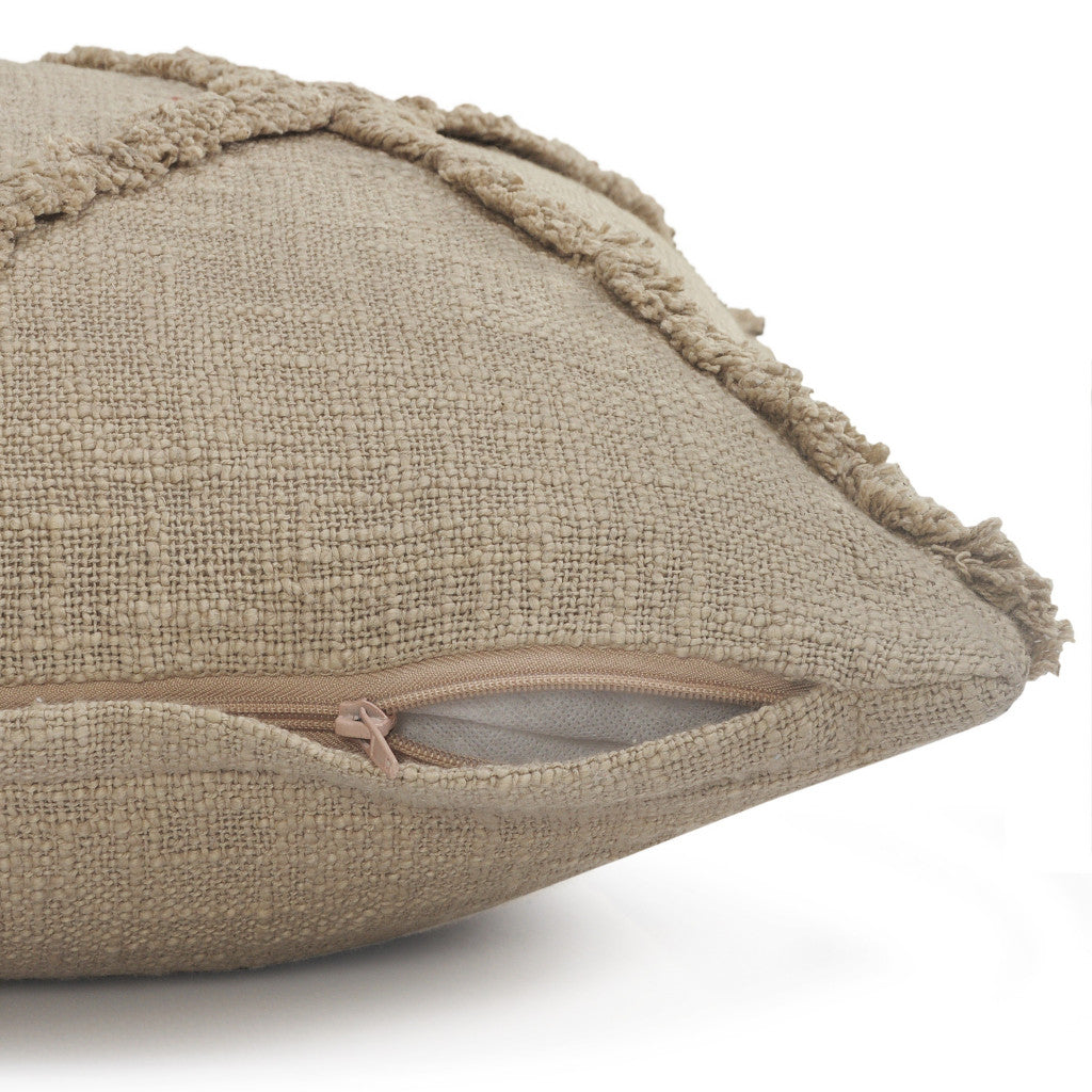 Gray Geometric Zippered 100% Cotton Throw Pillow Set Of Two 20" X 20"