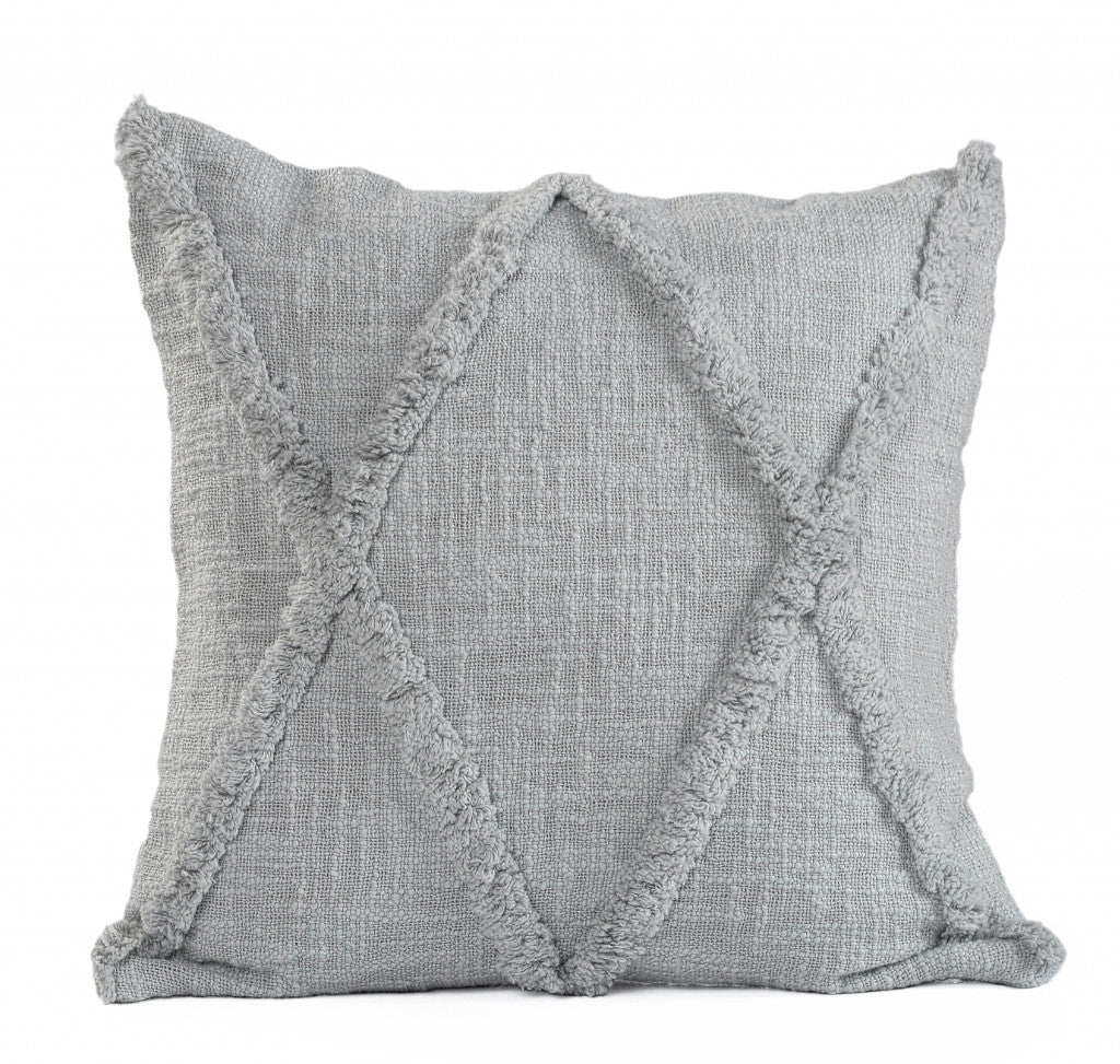 Gray Geometric Zippered 100% Cotton Throw Pillow Set Of Two 20" X 20"