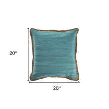 Blue Solid Color Zippered 100% Cotton Throw Pillow Set Of Two 20