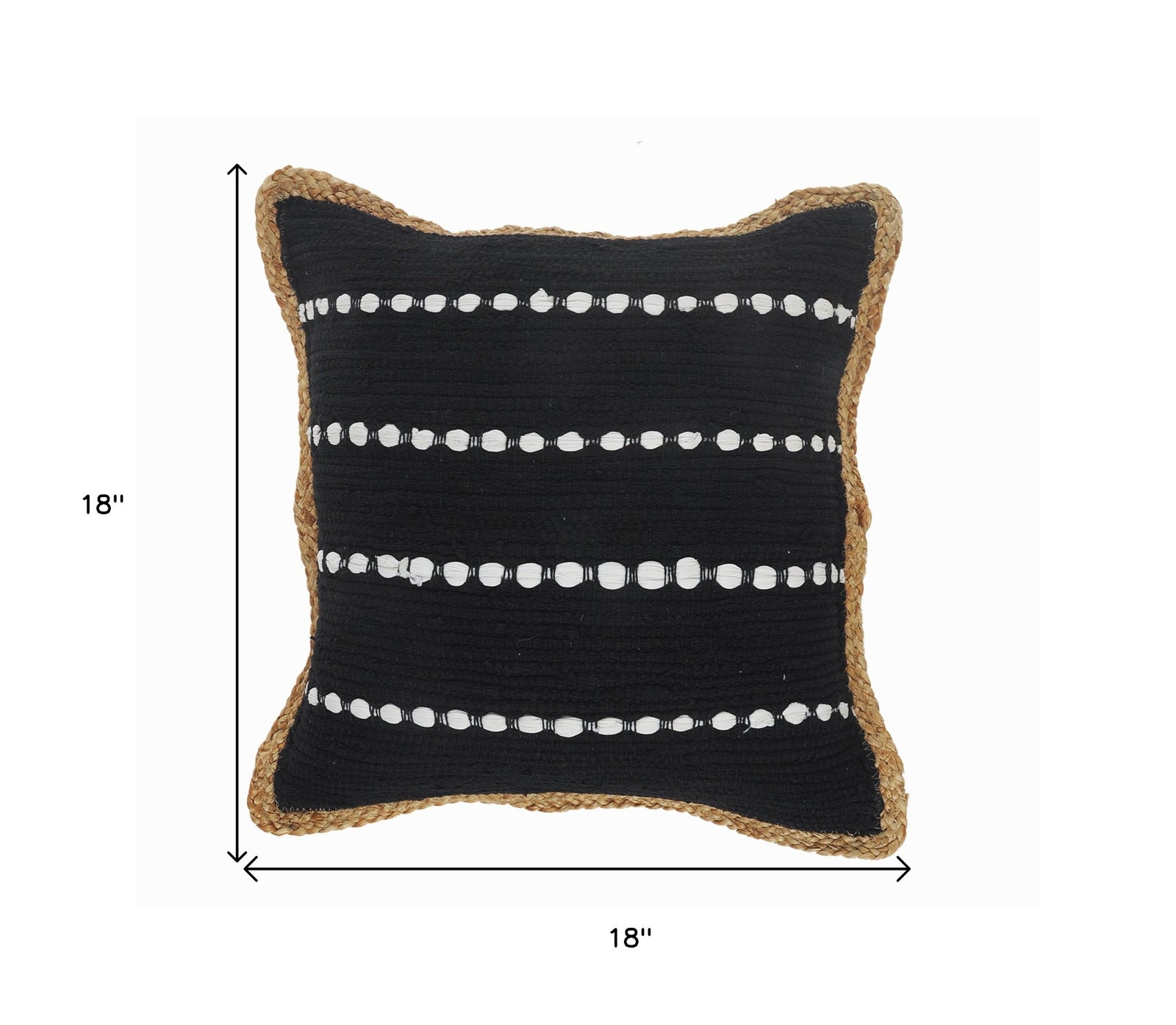 Set Of Two 18" X 18" Black Striped Zippered 100% Cotton Throw Pillow