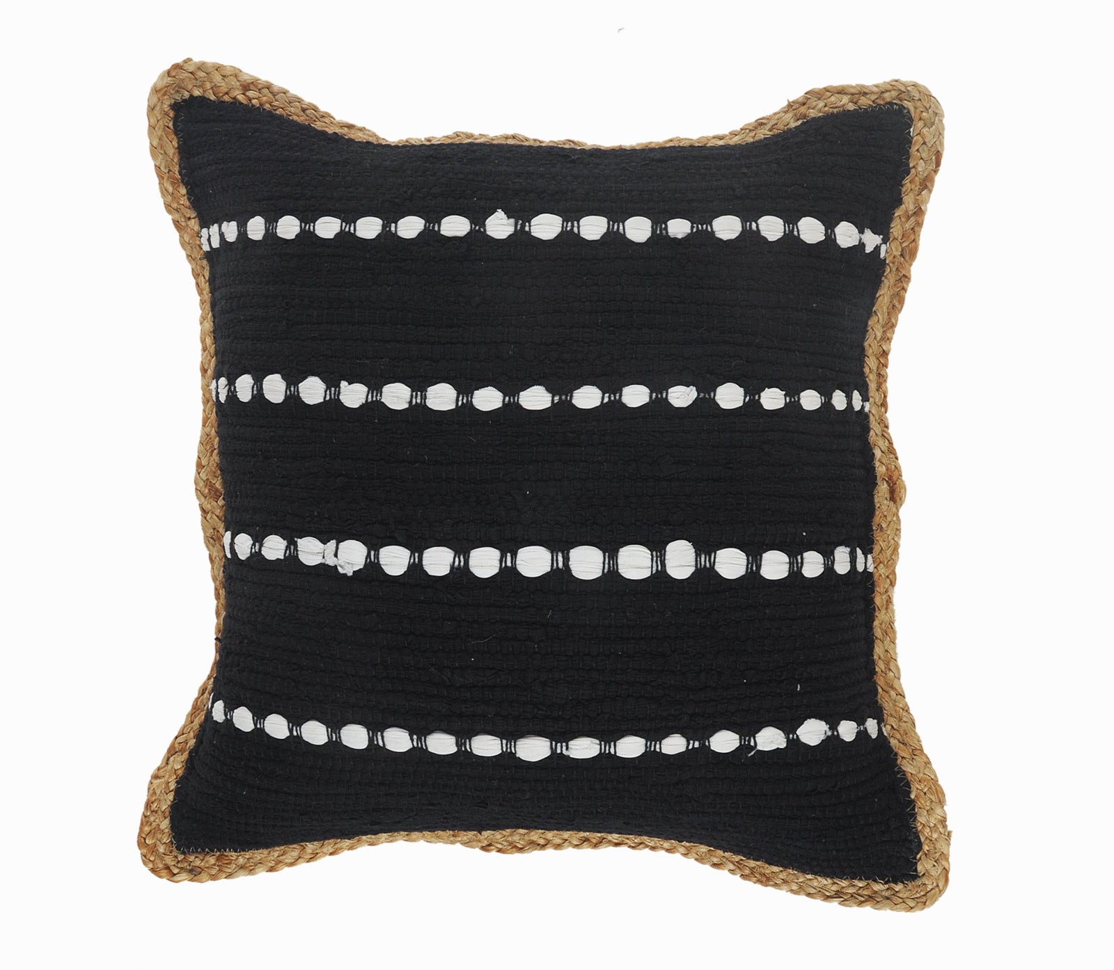Set Of Two 18" X 18" Black Striped Zippered 100% Cotton Throw Pillow