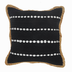 Set Of Two 18" X 18" Black Striped Zippered 100% Cotton Throw Pillow
