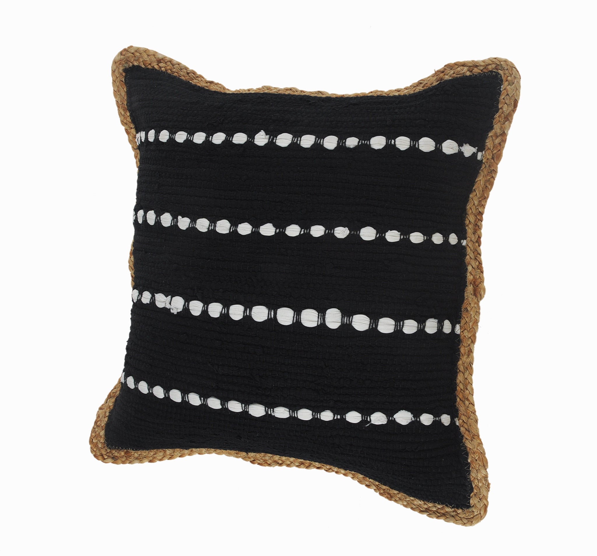 Set Of Two 18" X 18" Black Striped Zippered 100% Cotton Throw Pillow