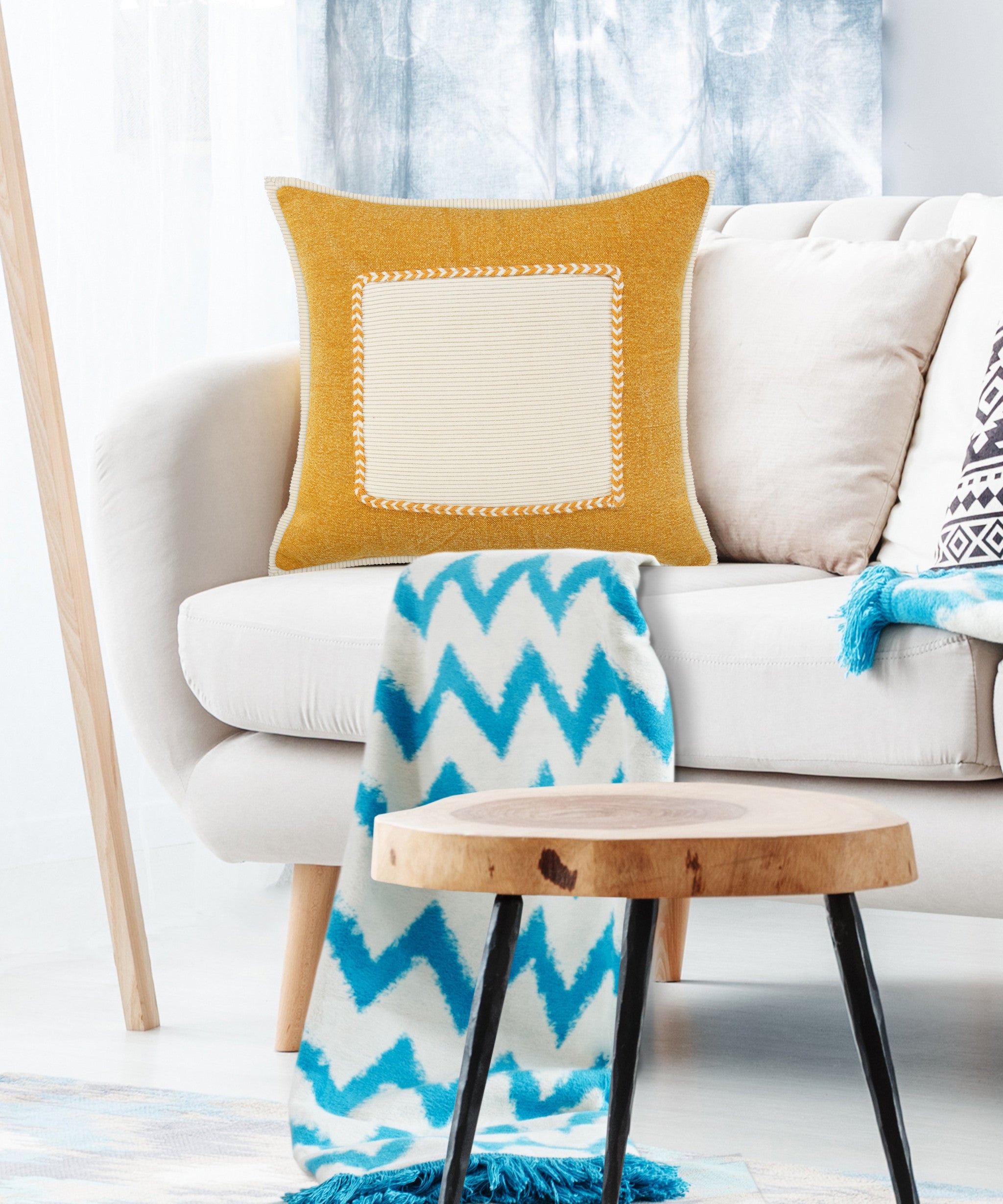 兩件套 20" X 20" 棕色拉鍊 100% 棉抱枕