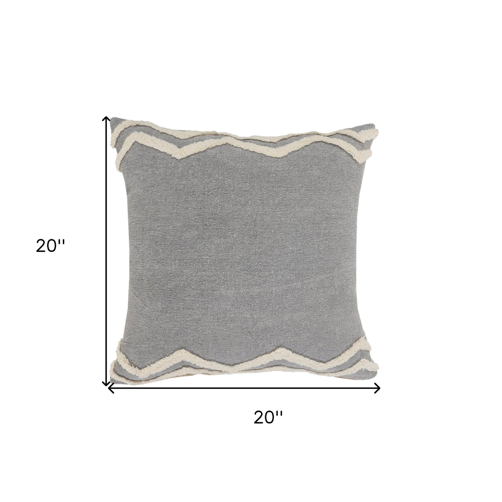 Set Of Two 20" X 20" Gray Chevron Zippered 100% Cotton Throw Pillow
