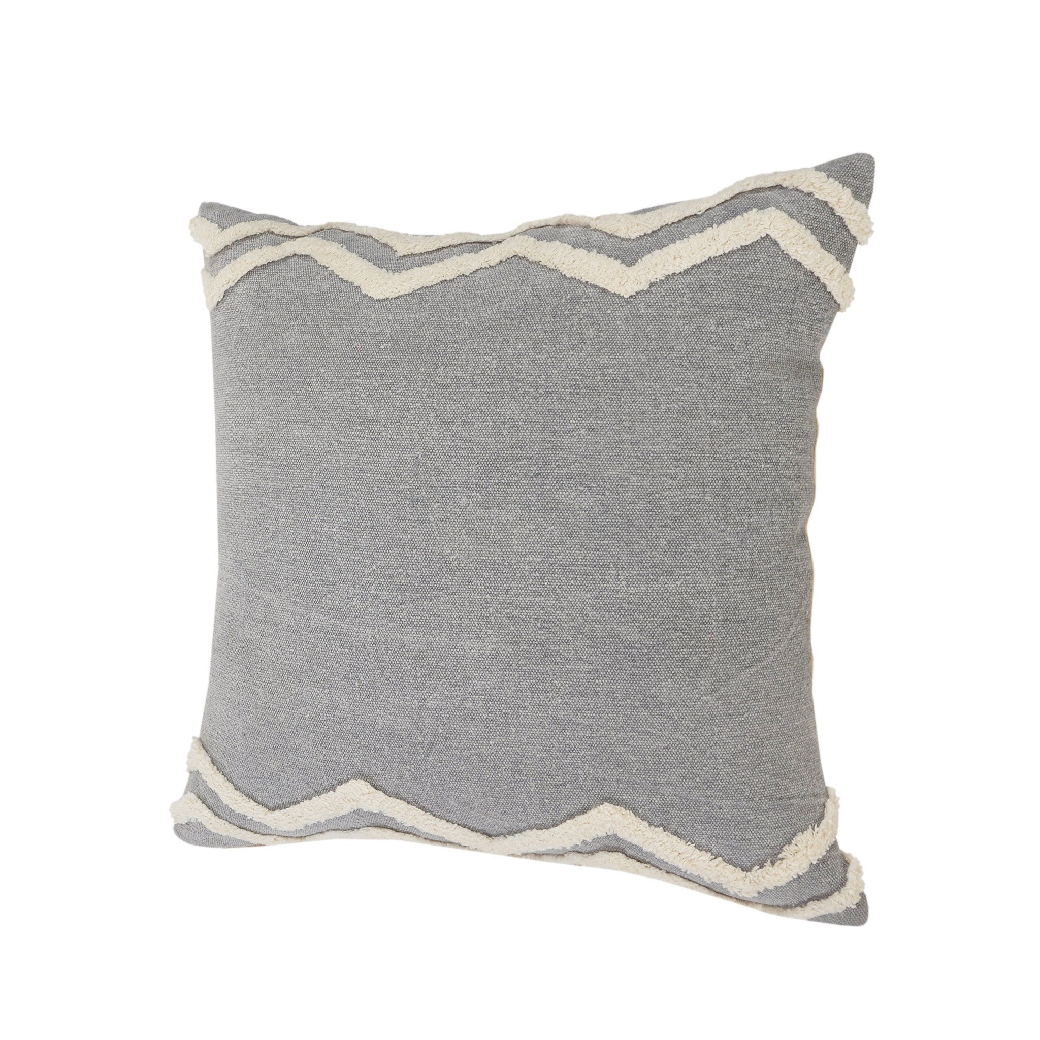 Set Of Two 20" X 20" Gray Chevron Zippered 100% Cotton Throw Pillow