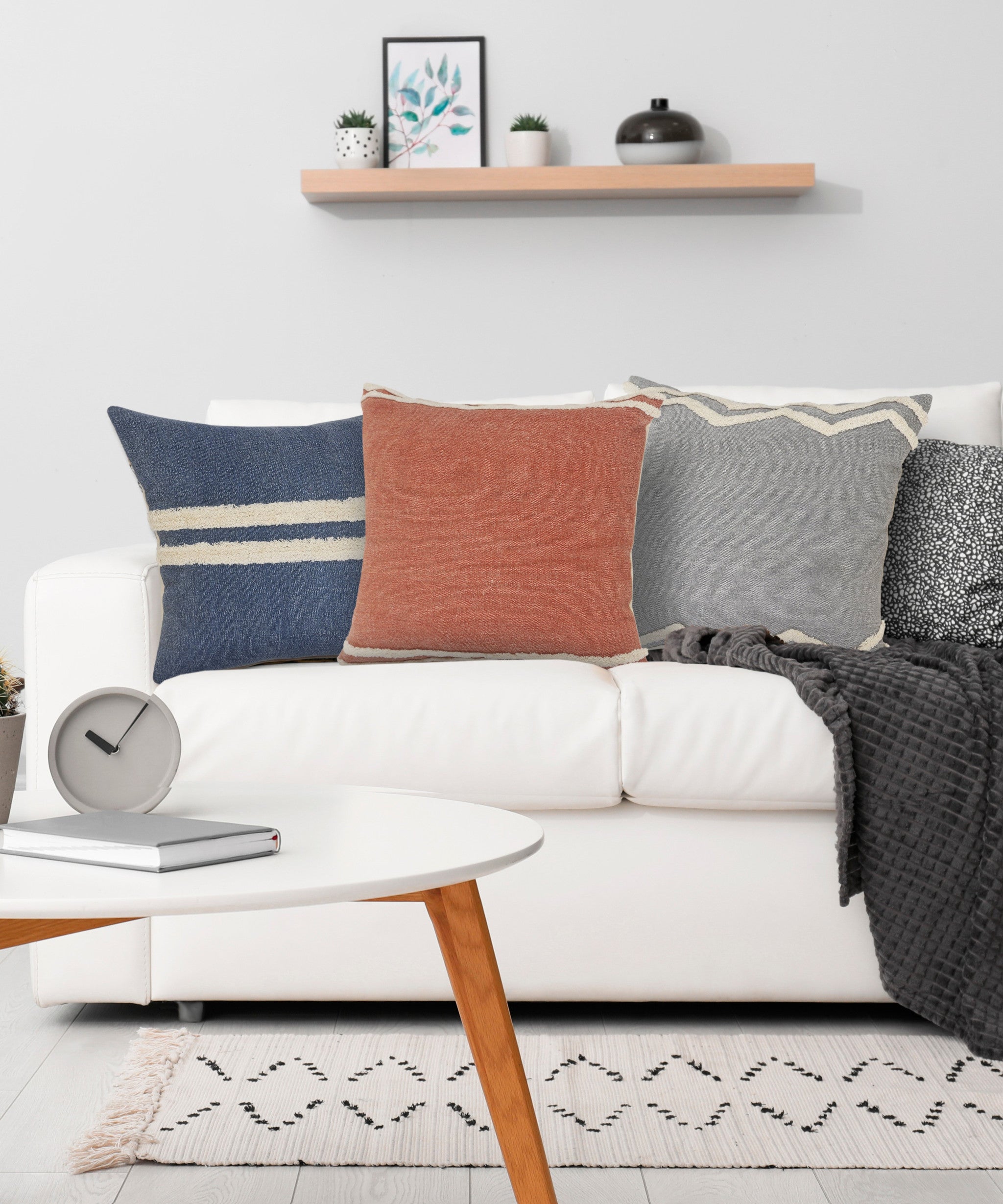 Set Of Two 20" X 20" Gray Chevron Zippered 100% Cotton Throw Pillow