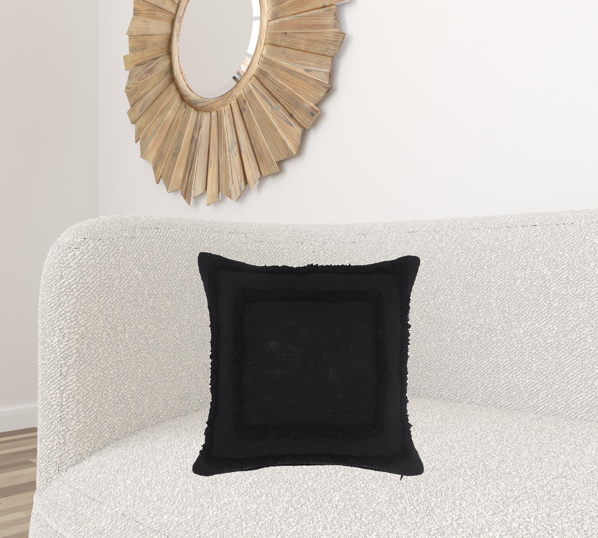 Black Geometric Zippered 100% Cotton Throw Pillow Set Of Two 20" X 20"
