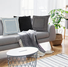 Black Geometric Zippered 100% Cotton Throw Pillow Set Of Two 20