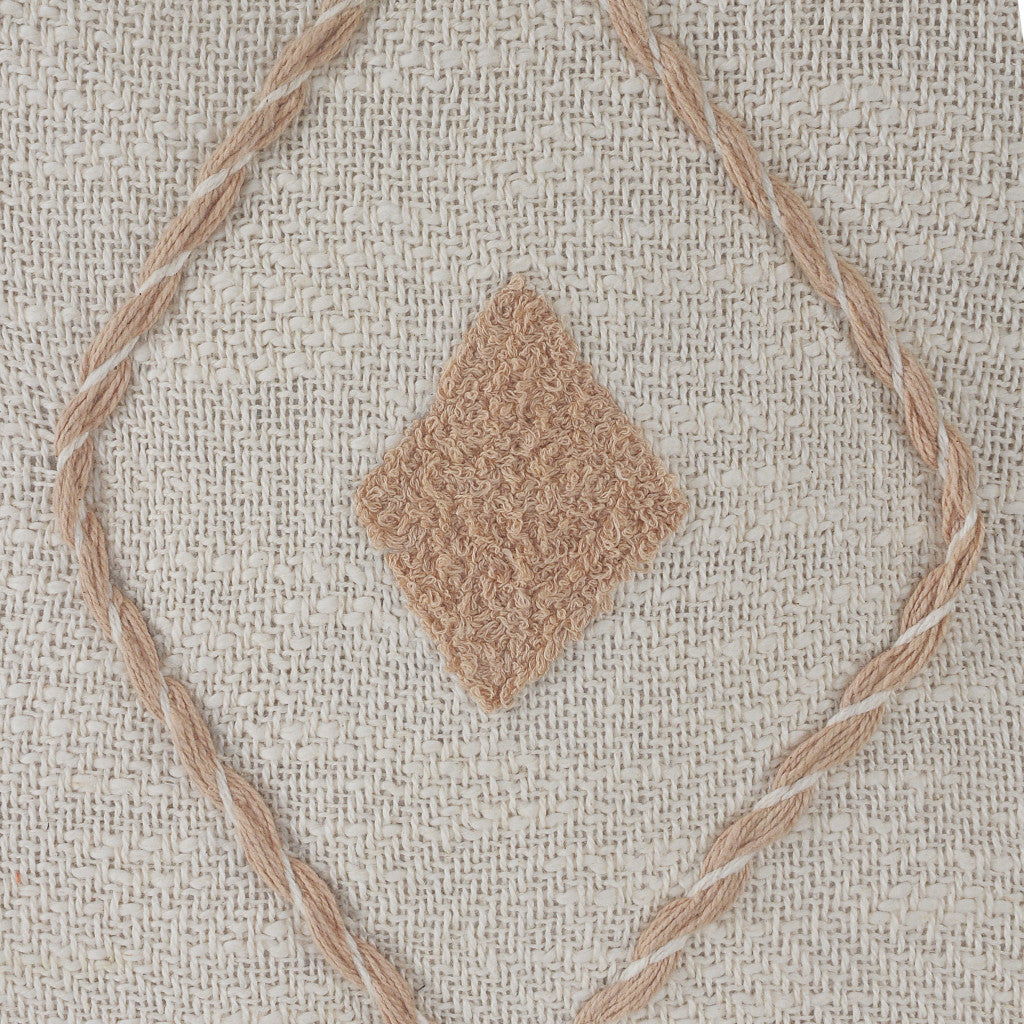 Set Of Two 20" X 20" Tan Coastal Zippered 100% Cotton Throw Pillow