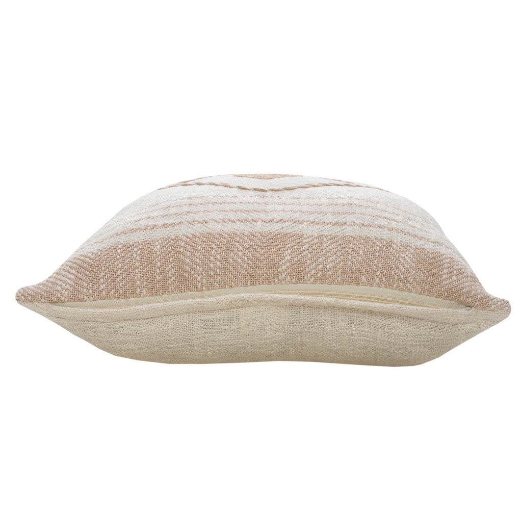 Set Of Two 20" X 20" Tan Coastal Zippered 100% Cotton Throw Pillow