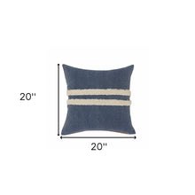 Blue Striped Zippered 100% Cotton Throw Pillow Set Of Two 20