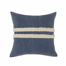 Blue Striped Zippered 100% Cotton Throw Pillow Set Of Two 20