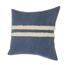 Blue Striped Zippered 100% Cotton Throw Pillow Set Of Two 20