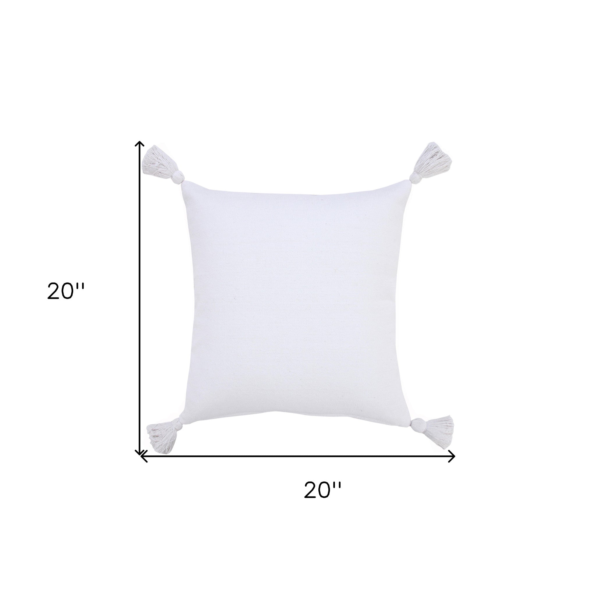 Set Of Two 20" X 20" White Solid Color Zippered 100% Cotton Throw Pillow