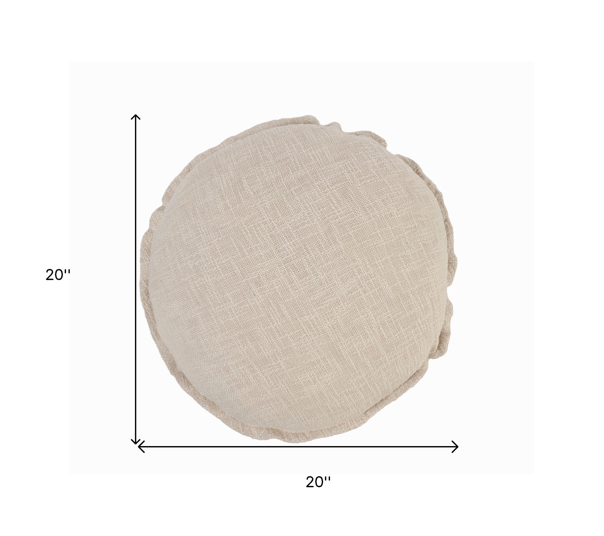 Set Of Two 20" X 20" Round Beige Round Solid Color Zippered 100% Cotton Throw Pillow