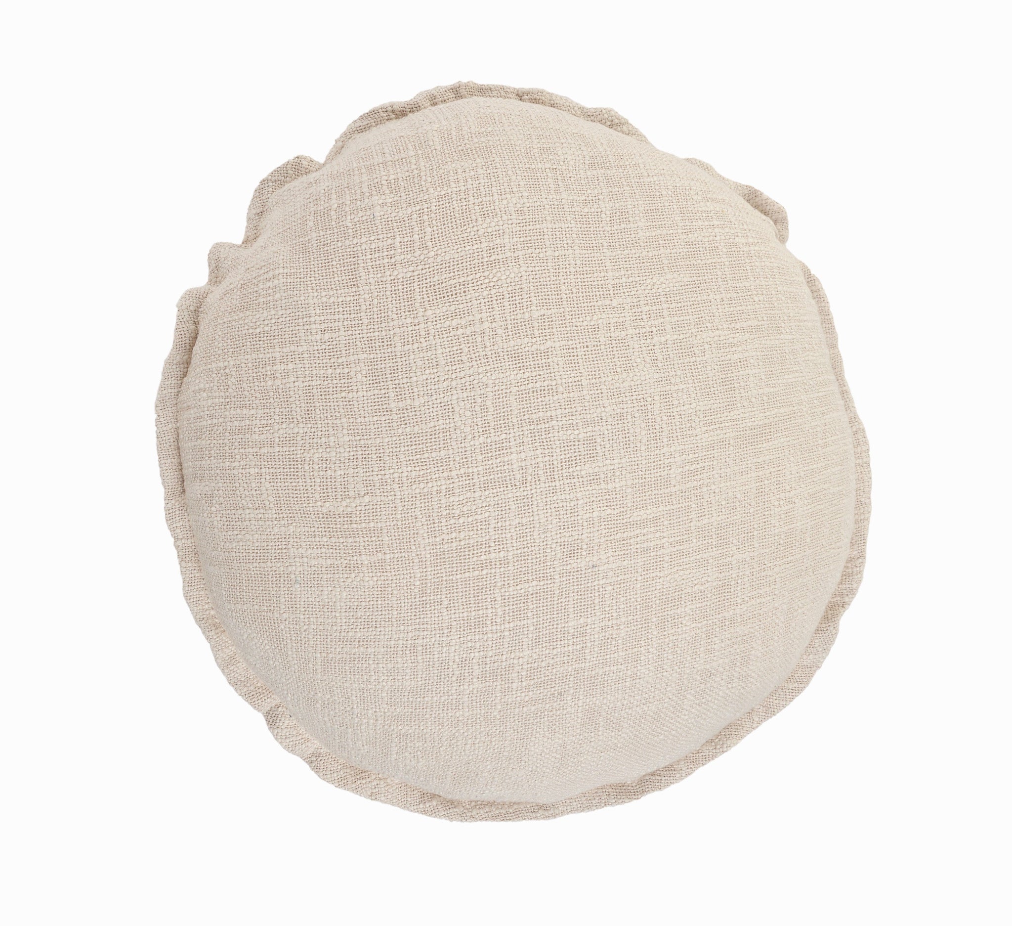 Set Of Two 20" X 20" Round Beige Round Solid Color Zippered 100% Cotton Throw Pillow