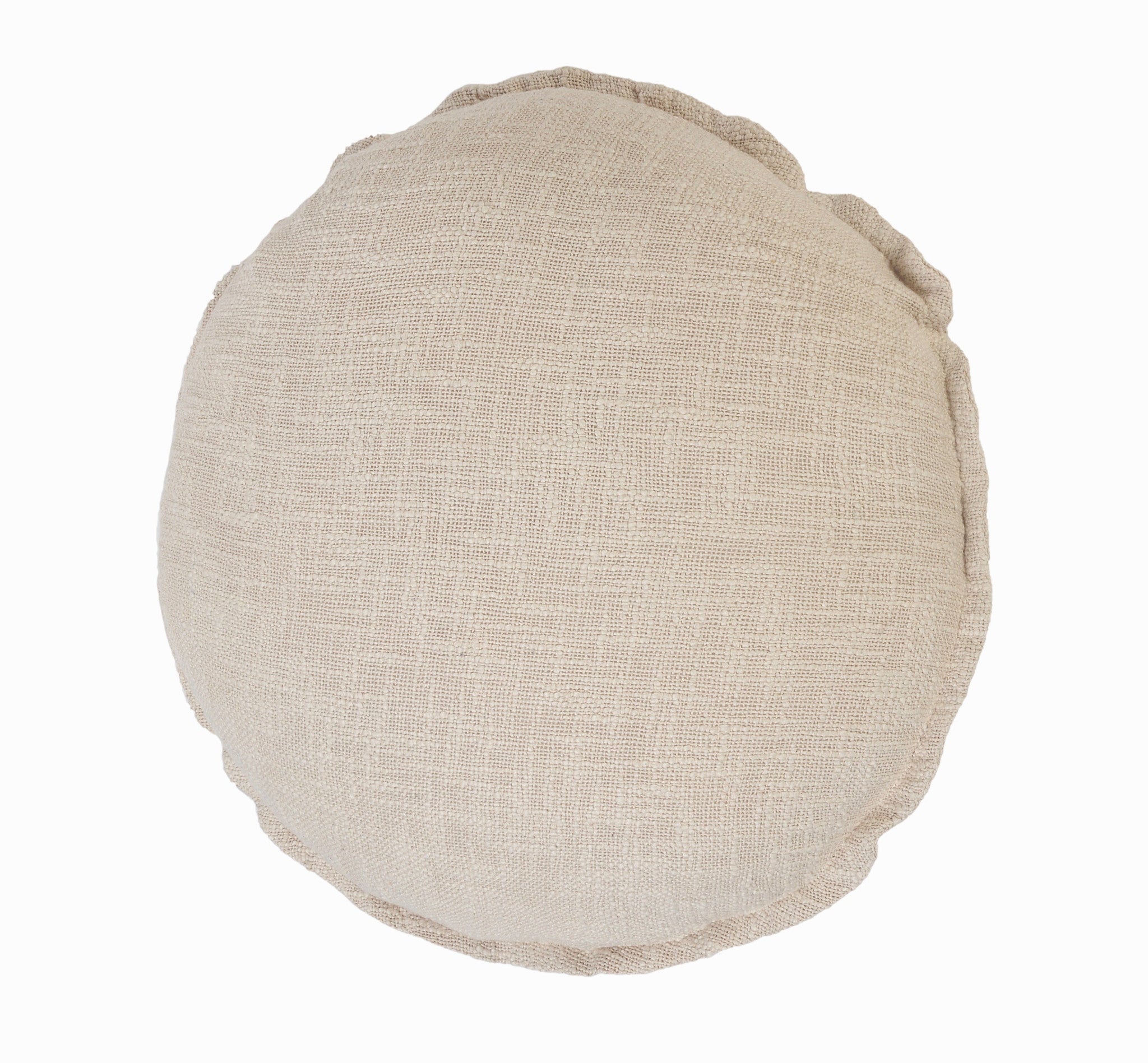 Set Of Two 20" X 20" Round Beige Round Solid Color Zippered 100% Cotton Throw Pillow
