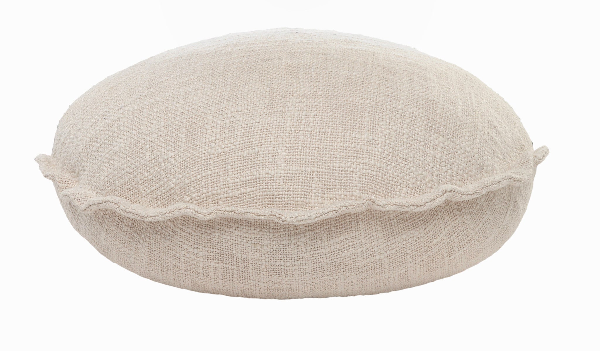 Set Of Two 20" X 20" Round Beige Round Solid Color Zippered 100% Cotton Throw Pillow